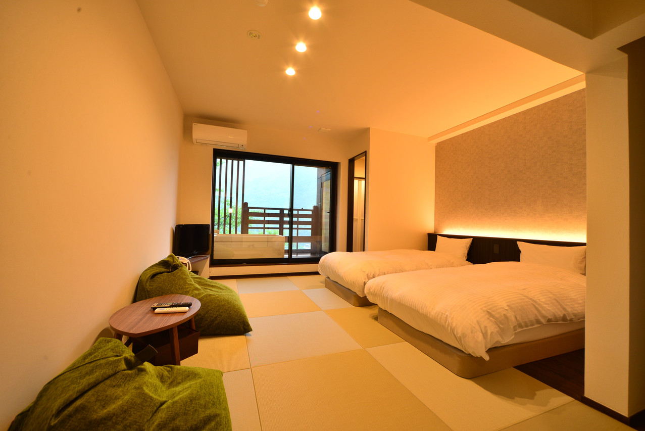 A warm room with a low bed.