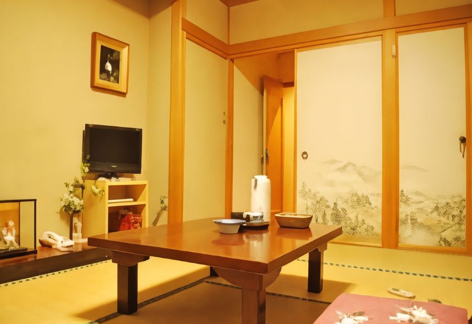 A tatami sitting room with a low table.