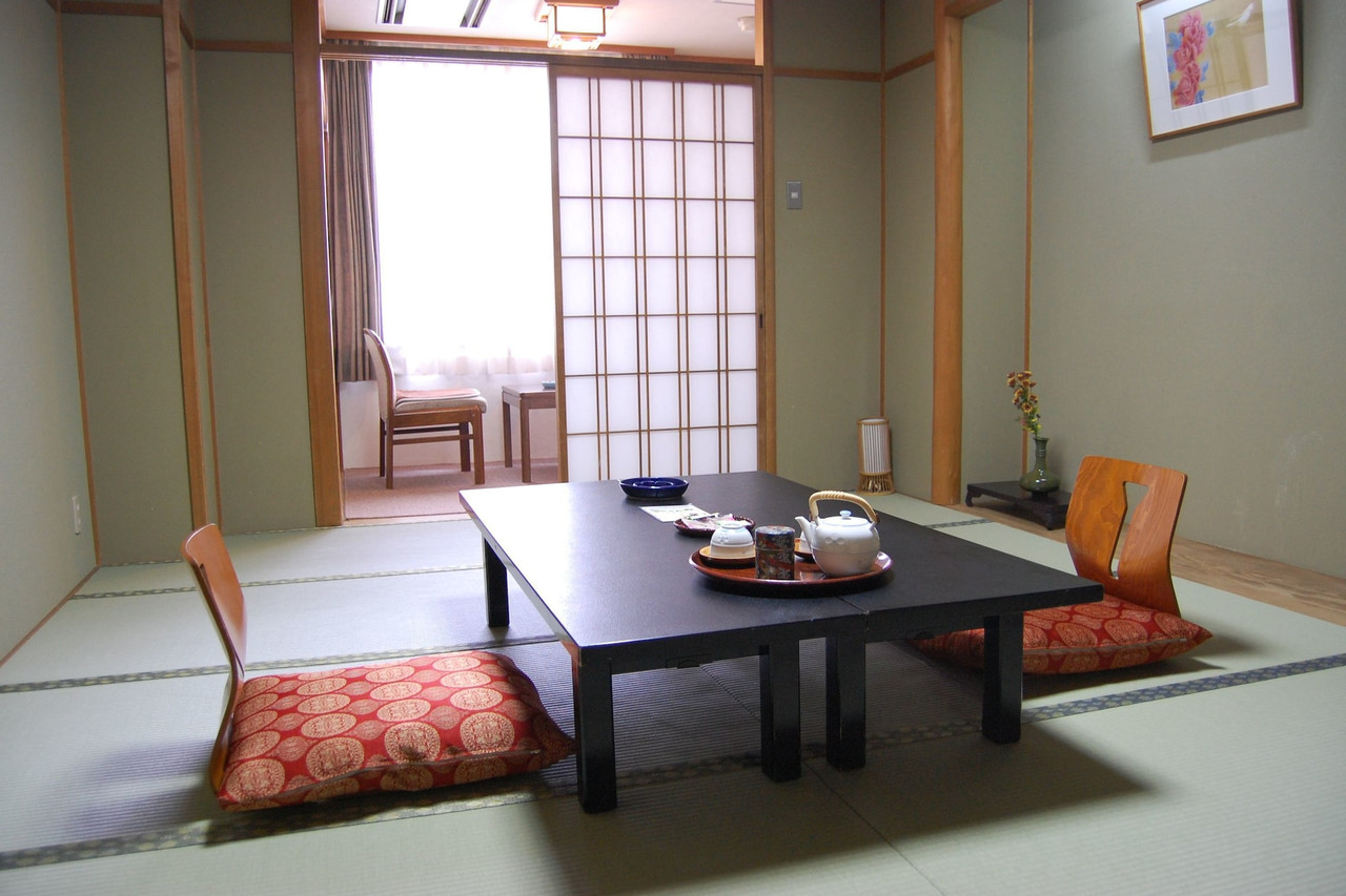 Tatami room with a low table.