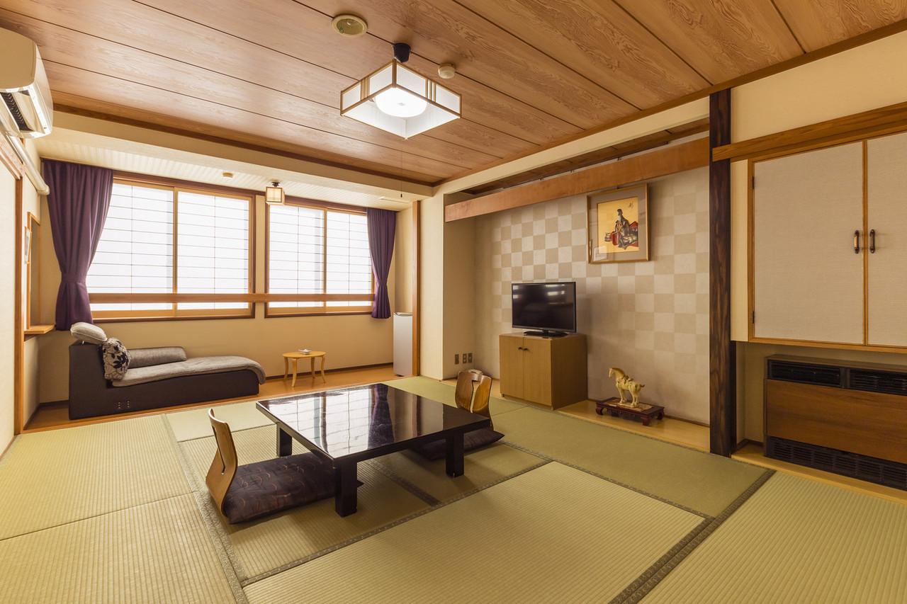 Japanese-style room with a low table.