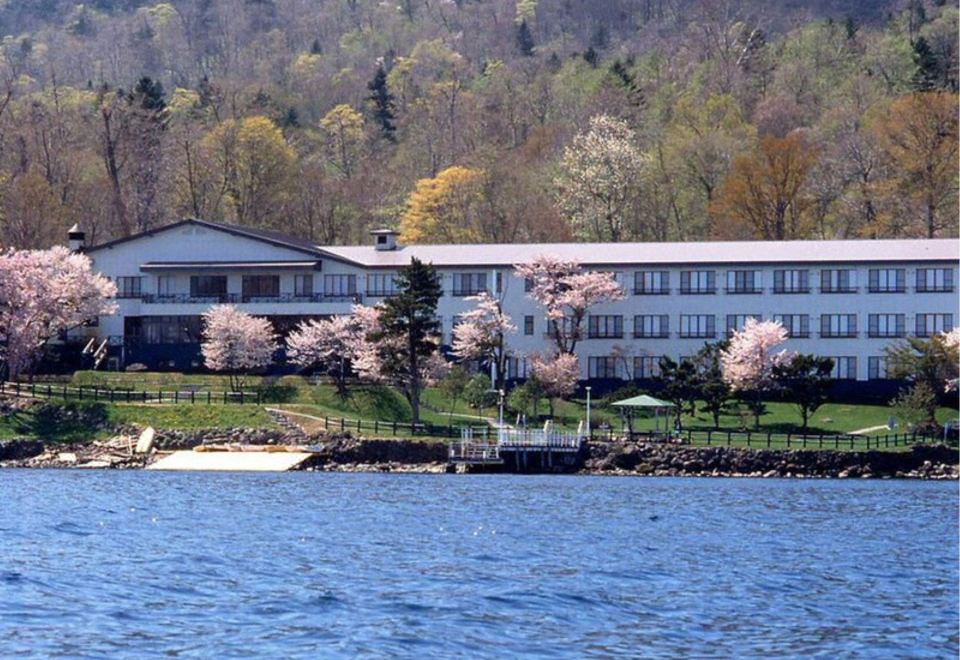 Lakeside property viewed across the water.