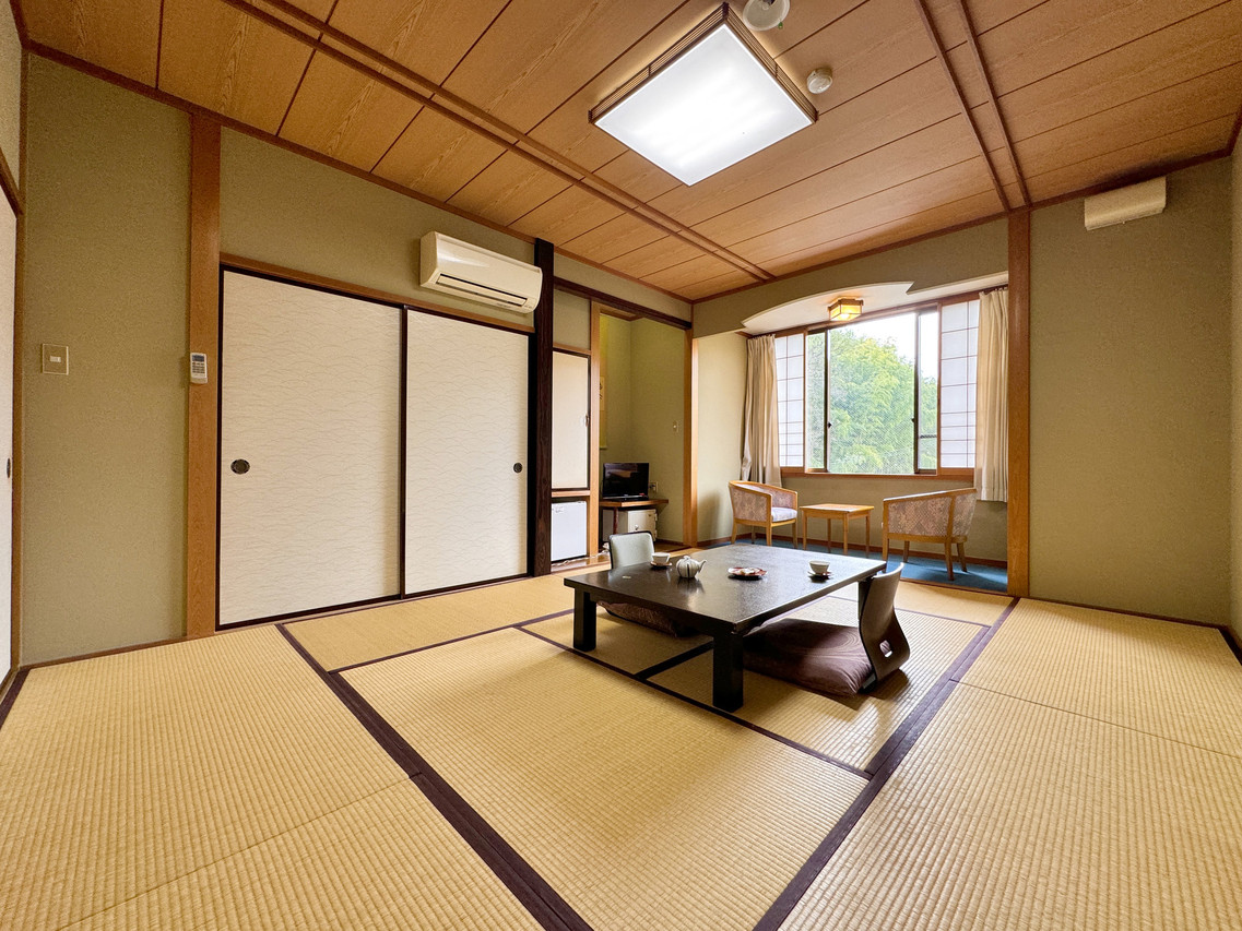 A Japanese-style room with a low table.