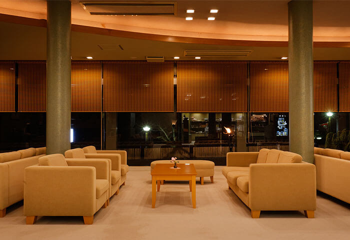 Warm contemporary lobby.