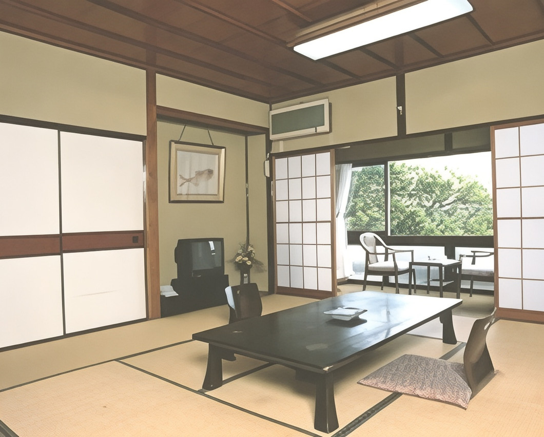 A tatami room with a low table.