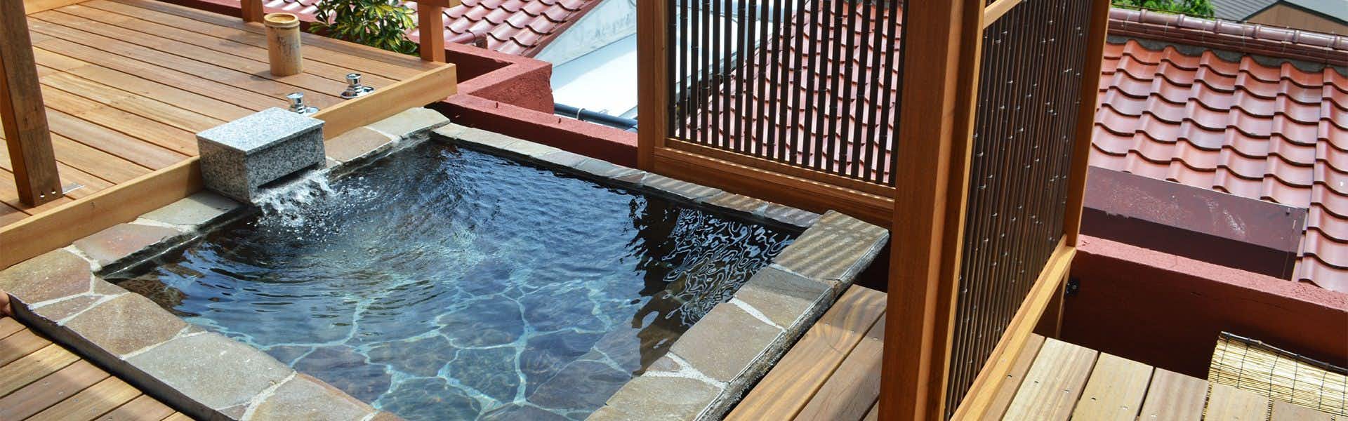 Izu Shimoda Onsen Shimoda Yamatokan with a private square bath on a timber terrace.