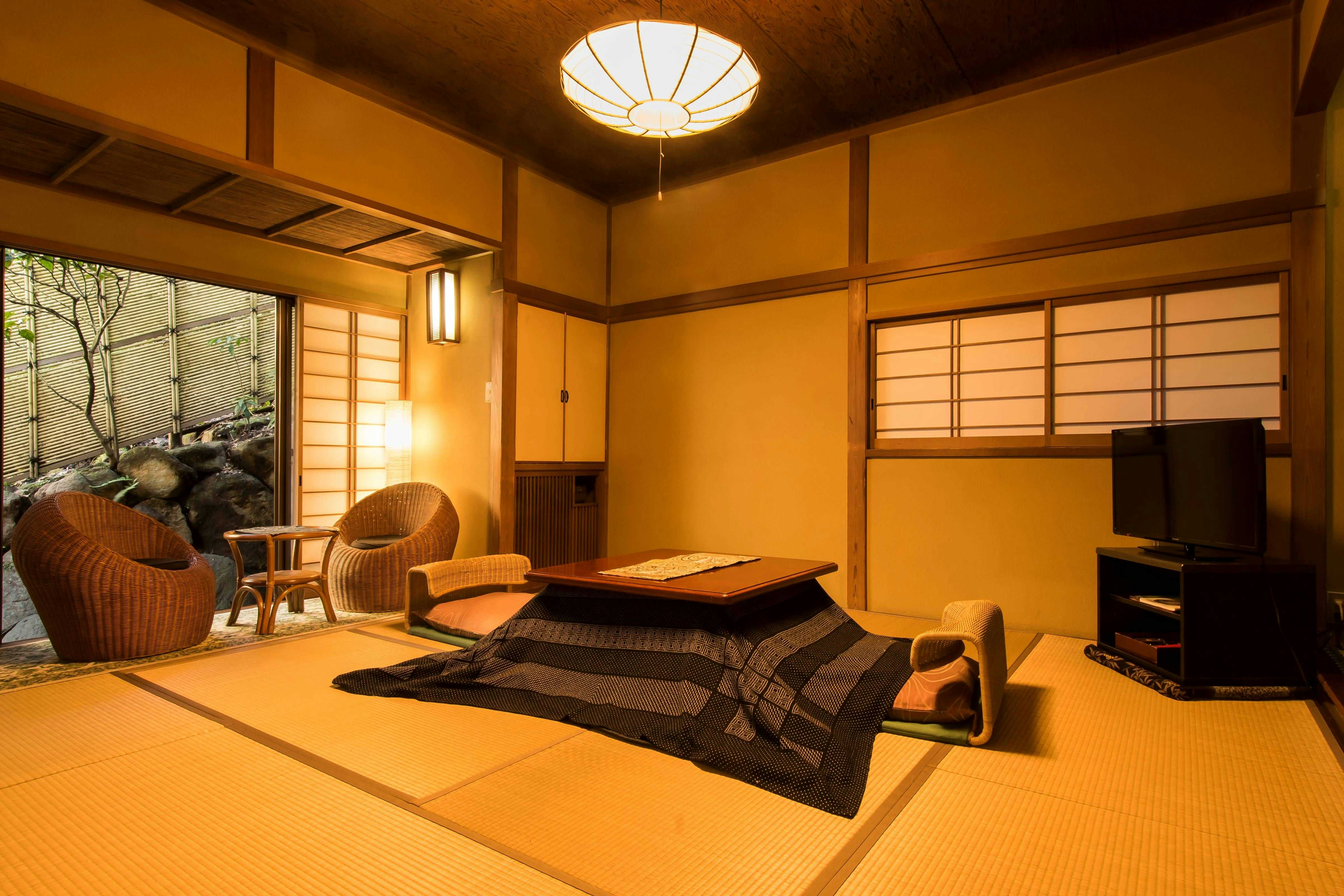 A spacious tatami room with private garden views.