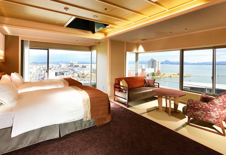 A guest room with a sea view.
