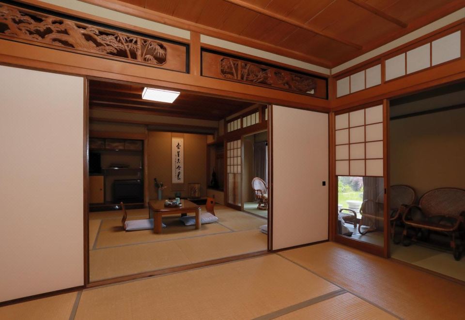 Traditional tatami room with sliding doors.