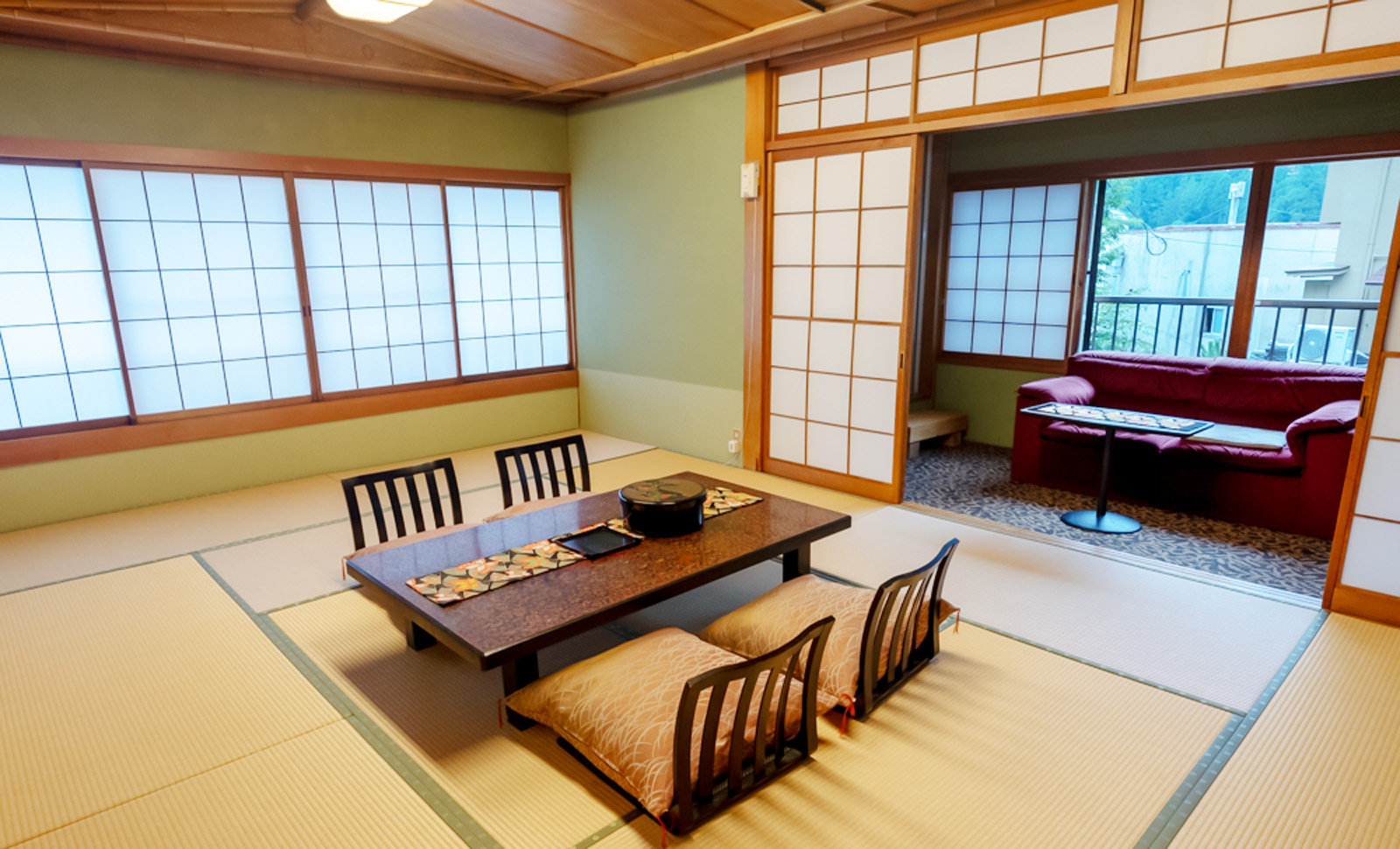 Spacious tatami guest room.