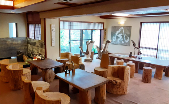 Rustic timber lounge.