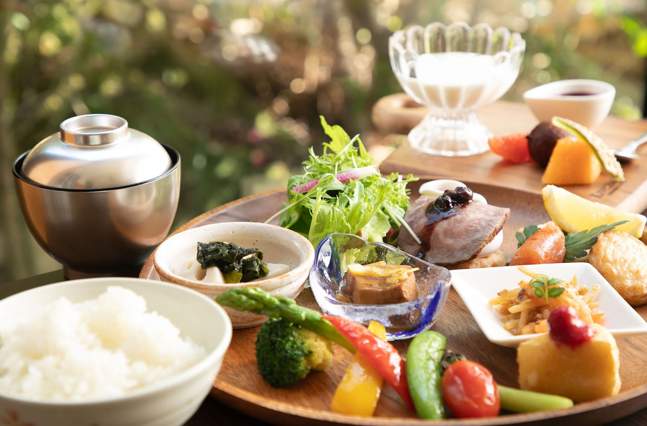 A meal arranged on a table.