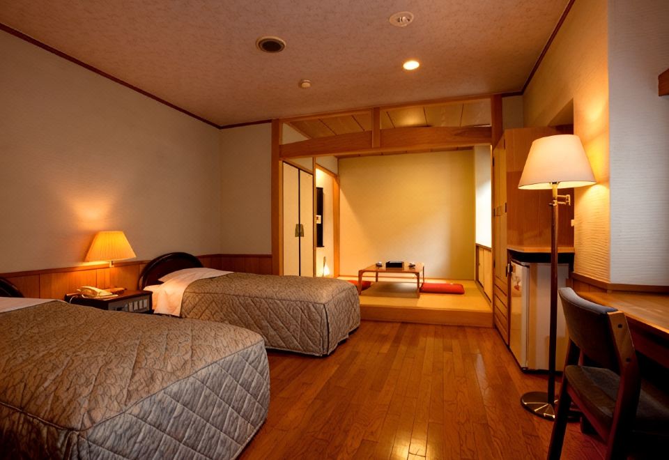 A Japanese-style twin room with a low table.
