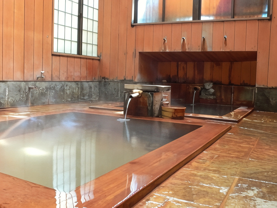 A polished wooden bathing room features a broad indoor pool.